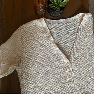 Vintage Hand Knit Women's Cream Knit Sweater